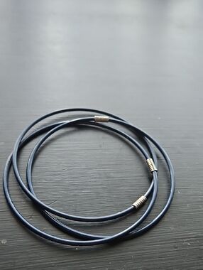 Navy Blue Triple-Wrap Metal Bracelet with Silver Accents